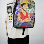 Luffy  Backpack | Black Rucksack with Adjustable Straps | Practical & Organised Luggage Sports School Bag | Anime Game Series Movie