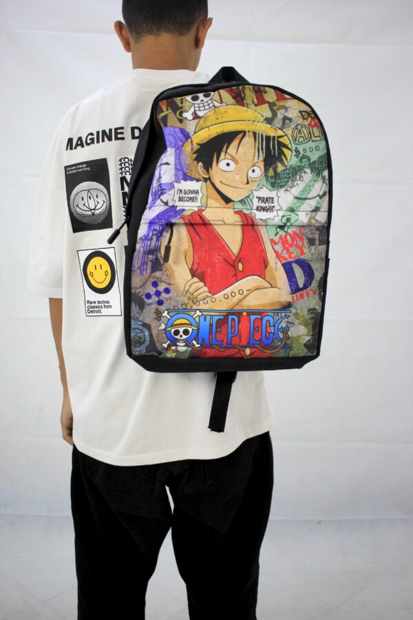 Luffy  Backpack | Black Rucksack with Adjustable Straps | Practical & Organised Luggage Sports School Bag | Anime Game Series Movie