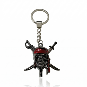 Pirates of The Caribbean Captain Jack Sparrow Mask Skull Shape Metal Silver Keychain
